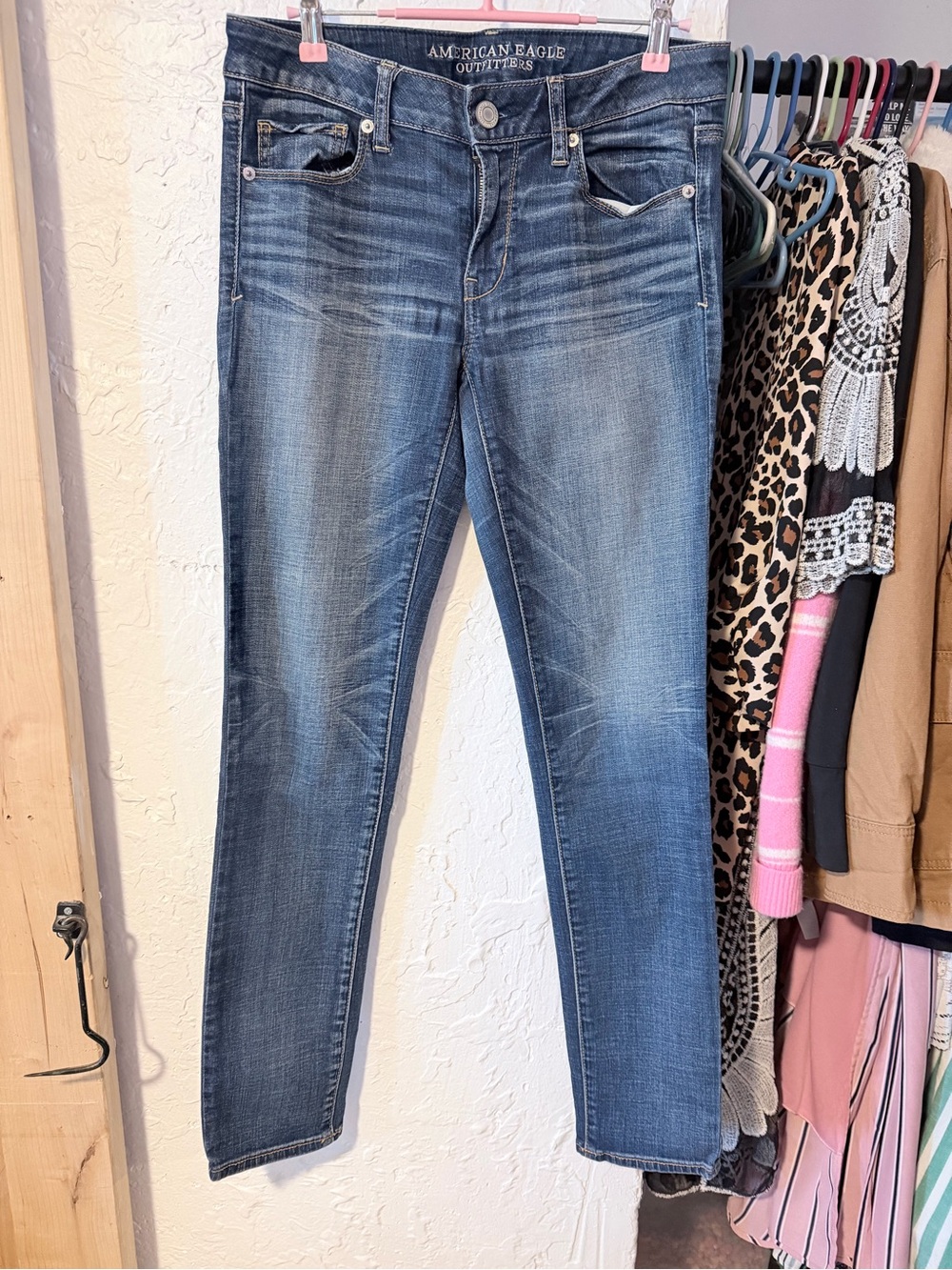 American Eagle Outfitters Dark Blue Skinny Jeans - Faded Wash